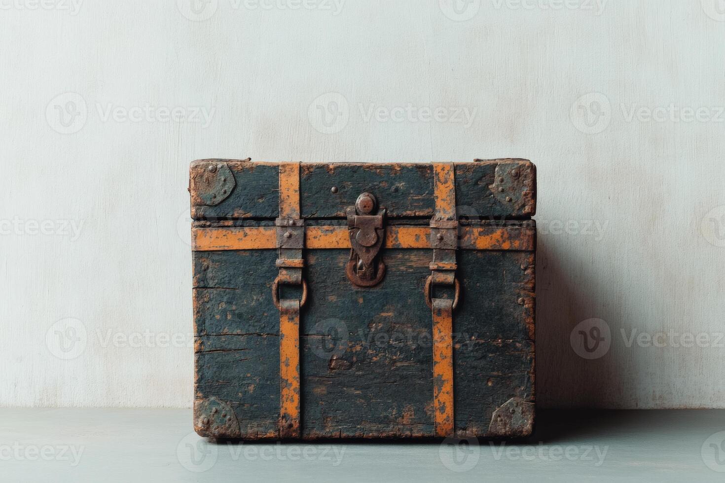 Charming vintage trunk adds nostalgia to a serene setting photo