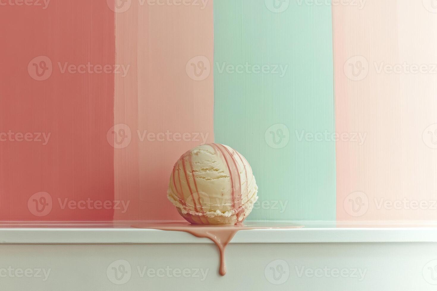 Melting ice cream on a colorful background at midday. photo