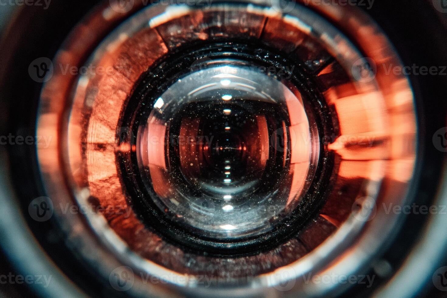 Captivating view through a camera lens in warm light. photo