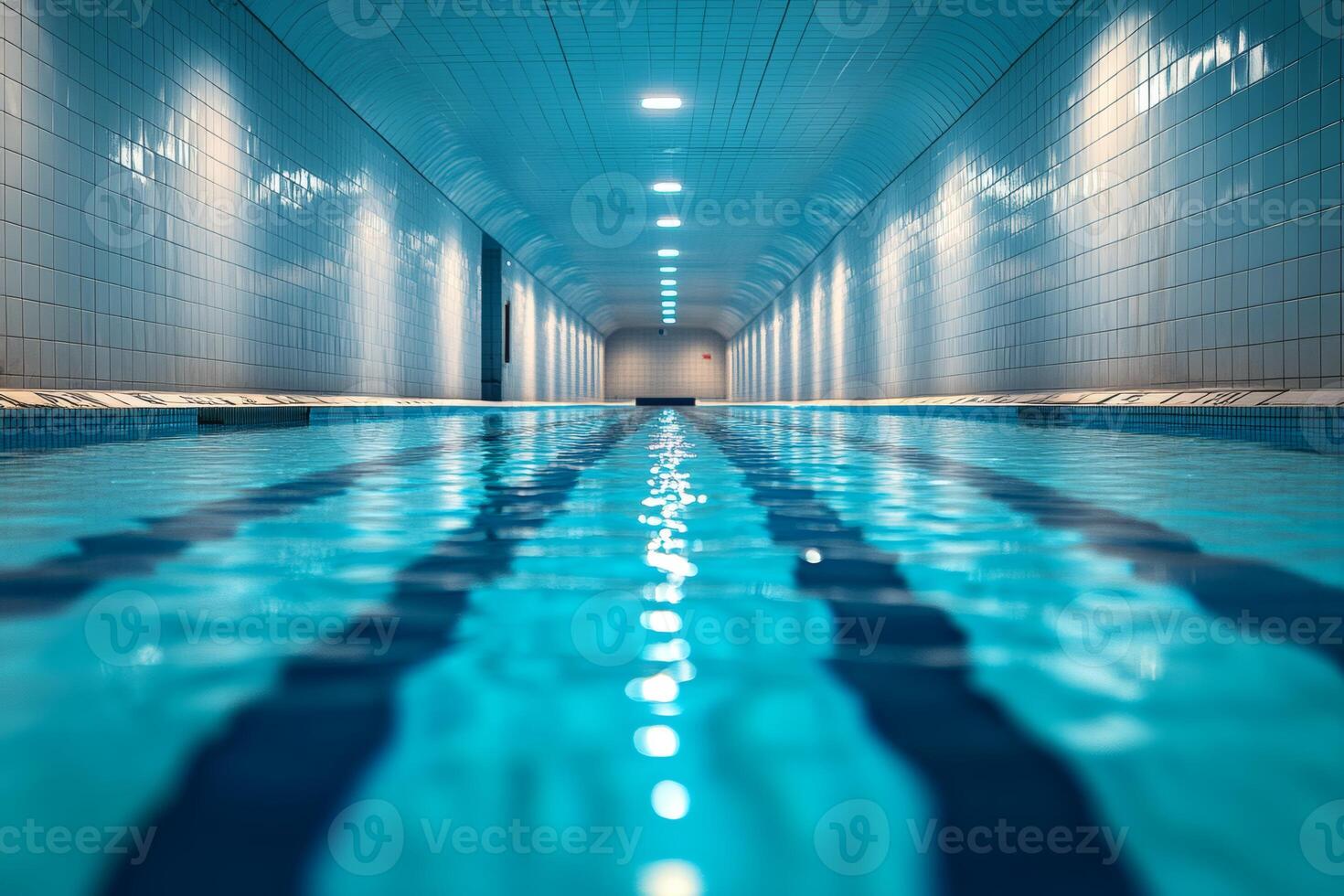 Underwater tranquility in a sleek swimming pool space. photo