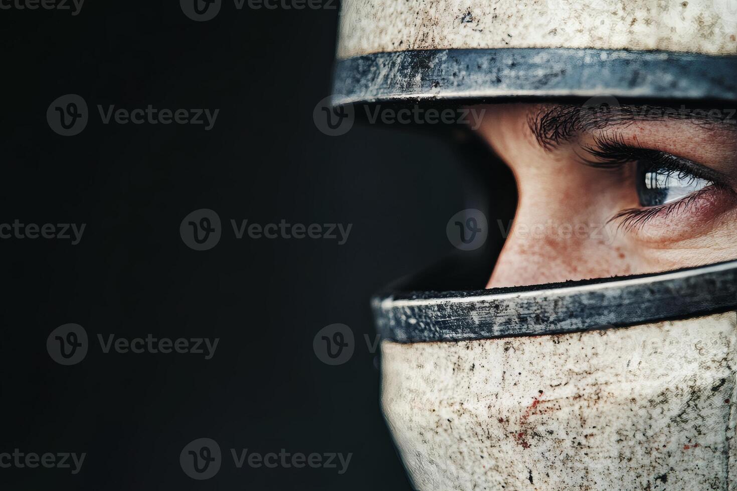 Intense focus of a racer before the adrenaline rush. photo