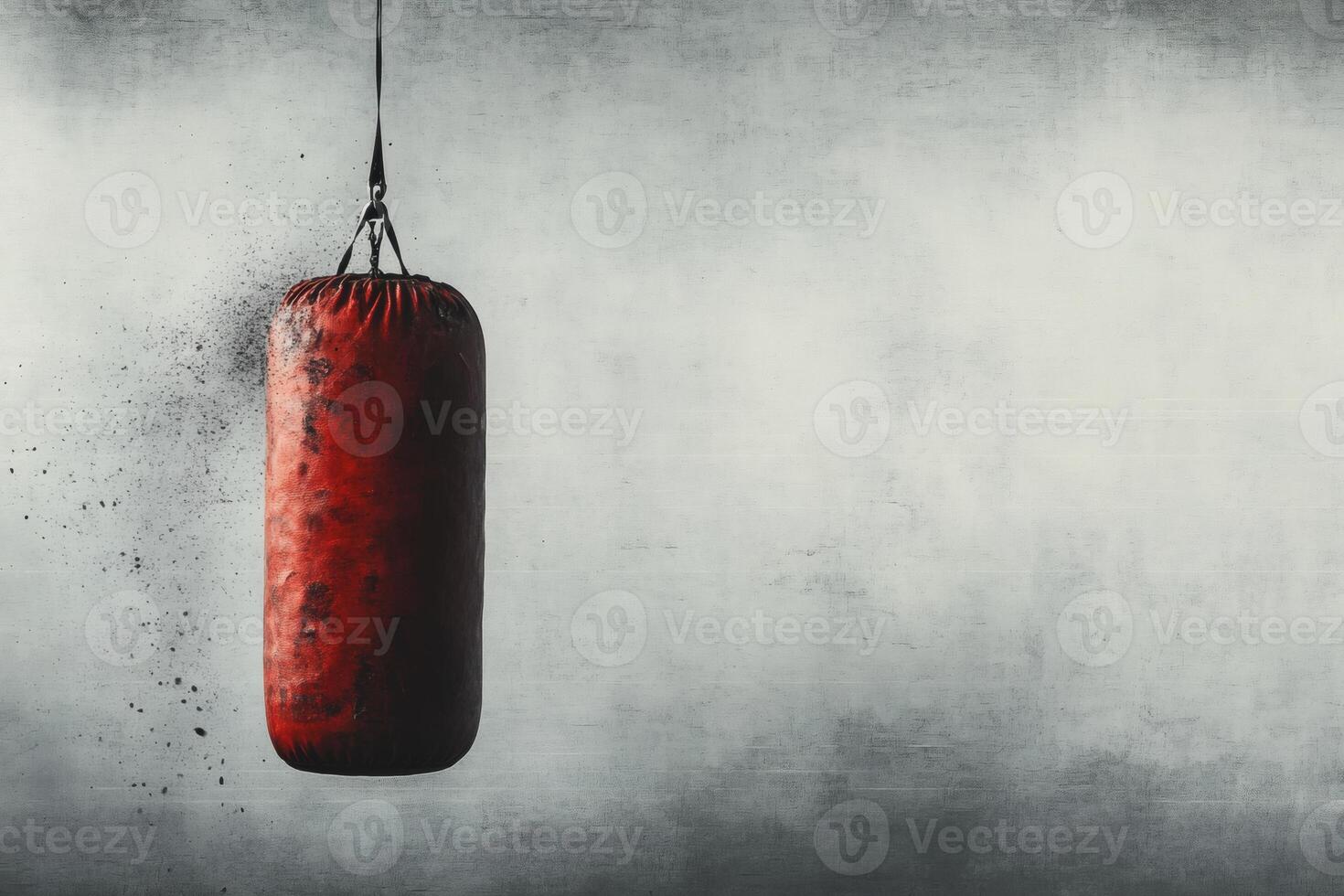 Creating power and focus with a red punching bag. photo