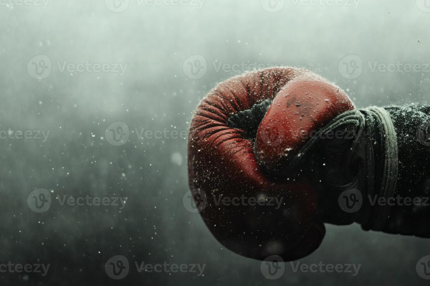 Fist ready for action in a dramatic boxing atmosphere. photo