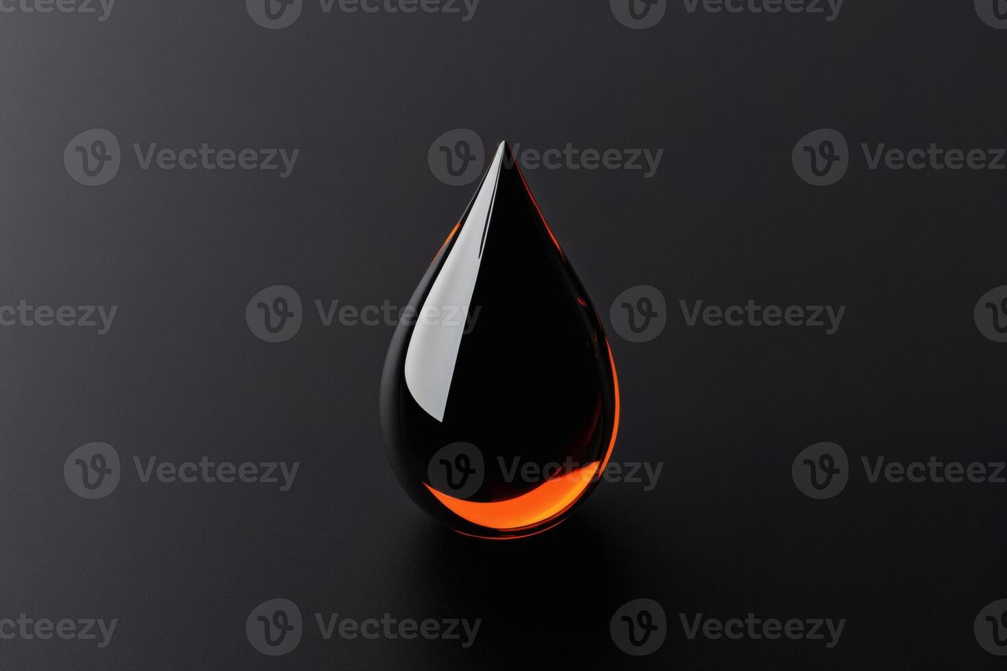 Captivating drop of amber liquid on dark backdrop. photo