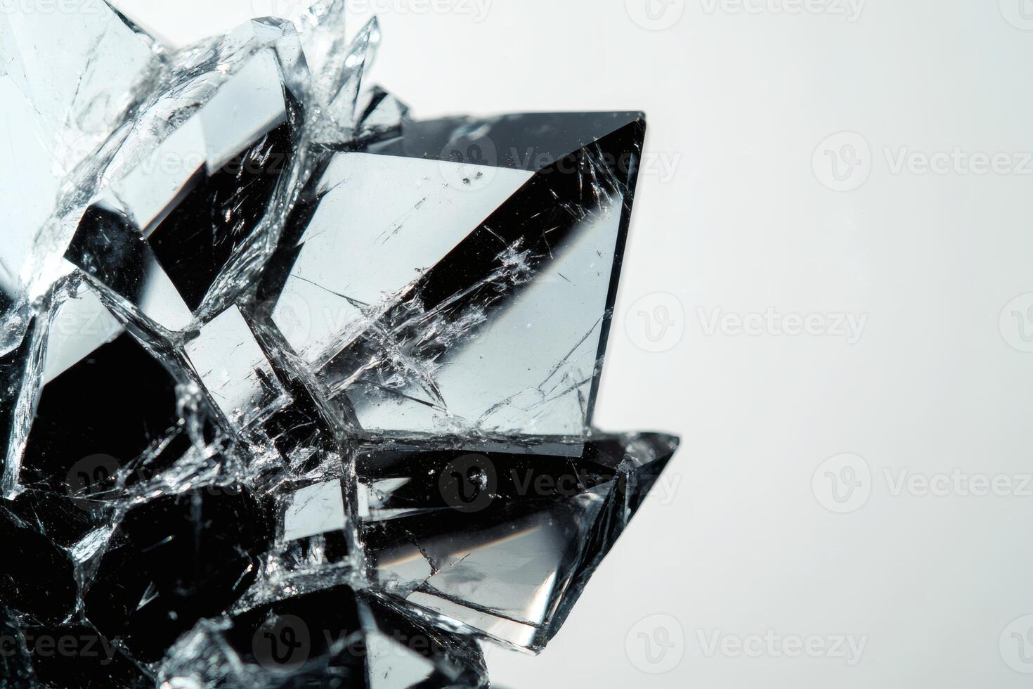 Intricate details of shattered crystal captured in close-up. photo