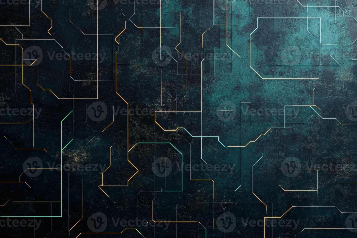 Abstract patterns of lines and shapes on a dark background. photo