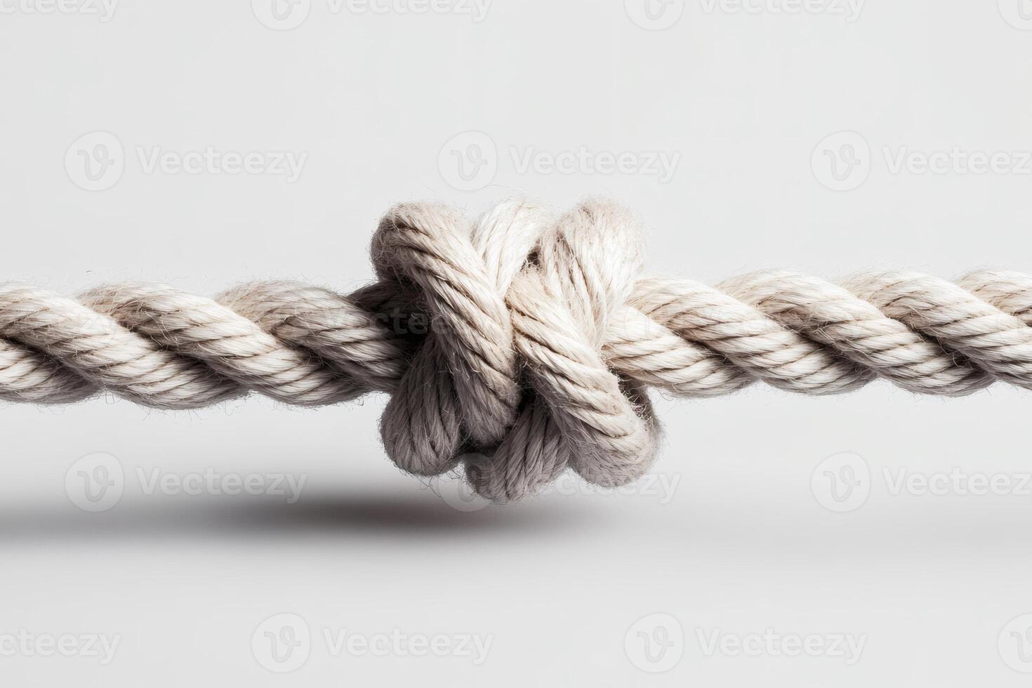 Intricate knot tied with natural fiber rope. photo