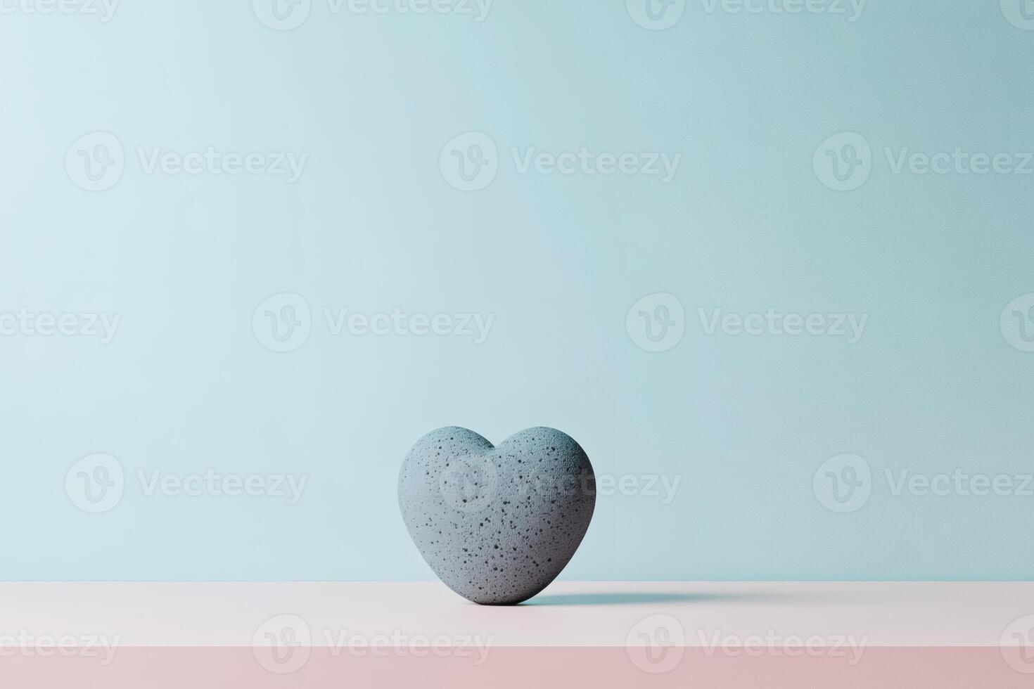 Unique blue heart shape on a minimalistic surface. photo