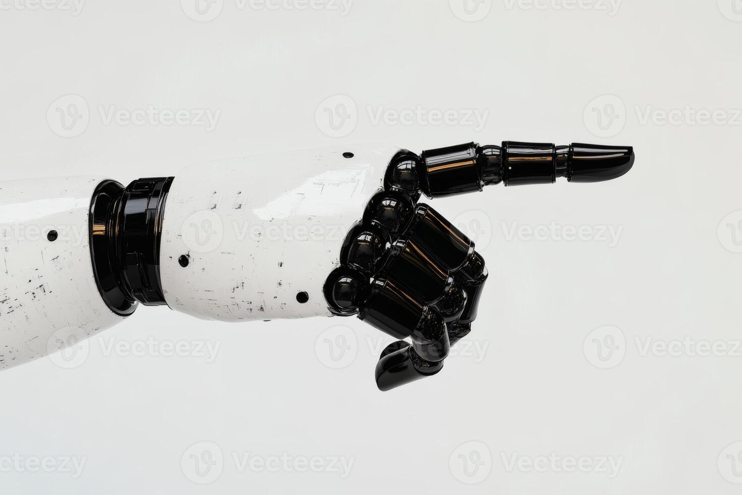 Robotic hand pointing towards the future of innovation. photo