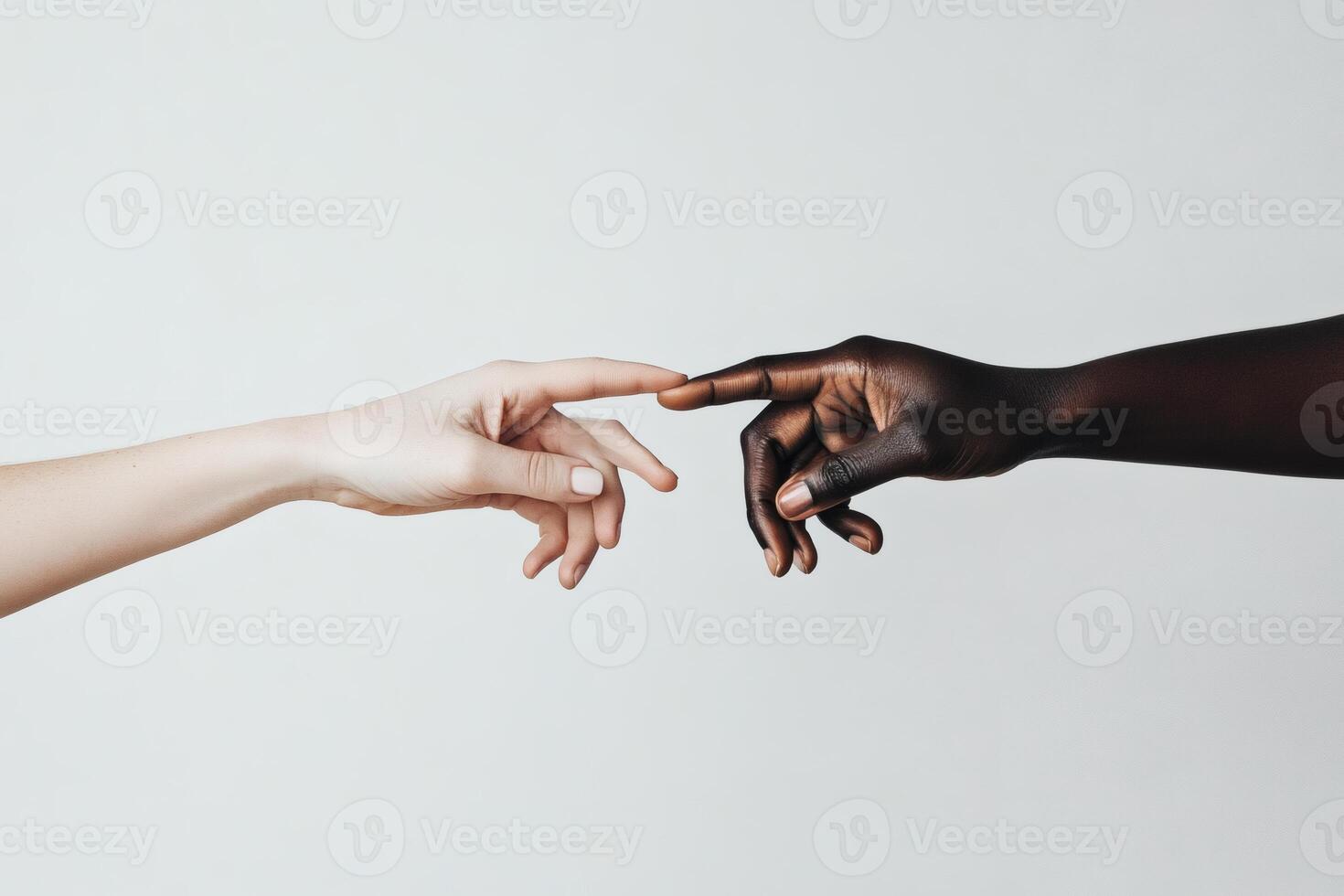 Connection between diverse hands expressing unity. photo