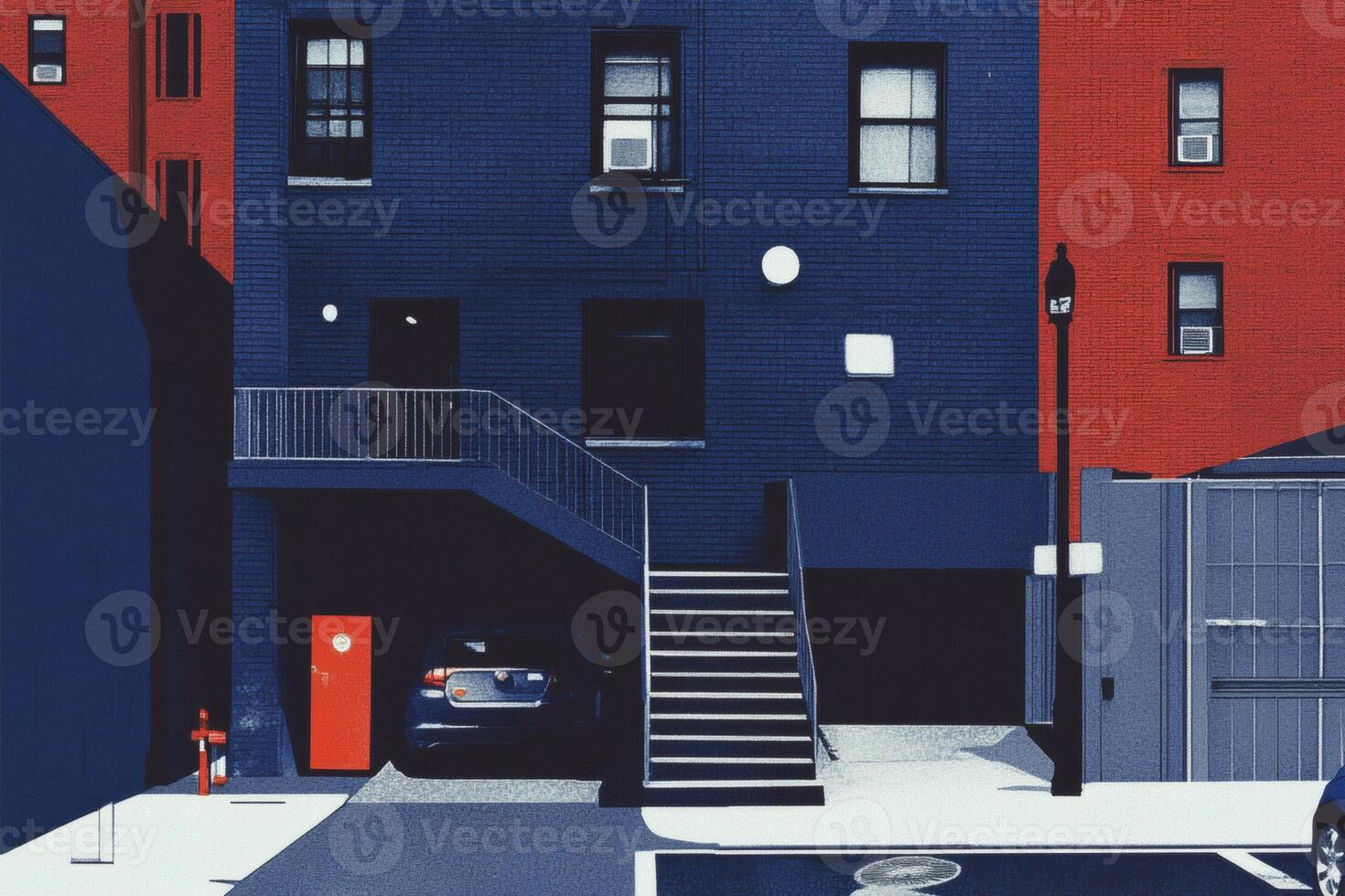 Urban sanctuary in striking hues at twilight reveals hidden beauty and life. photo