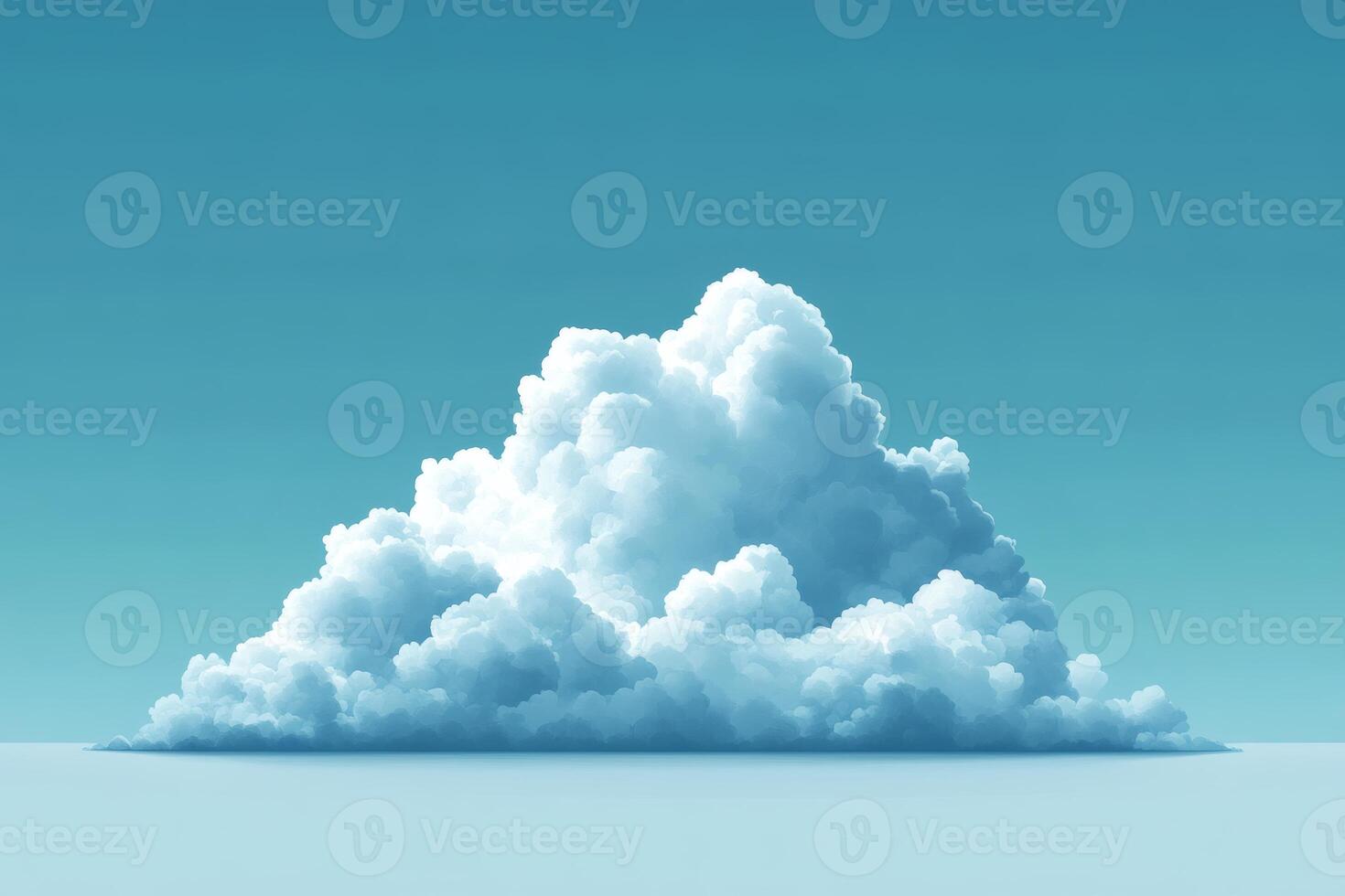 Whimsical white clouds floating serenely in a clear blue sky. photo