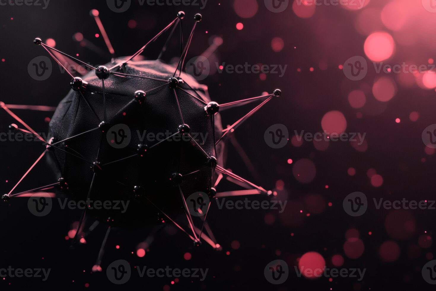 Mysterious microscopic life form illuminating the dark with vibrant colors. photo