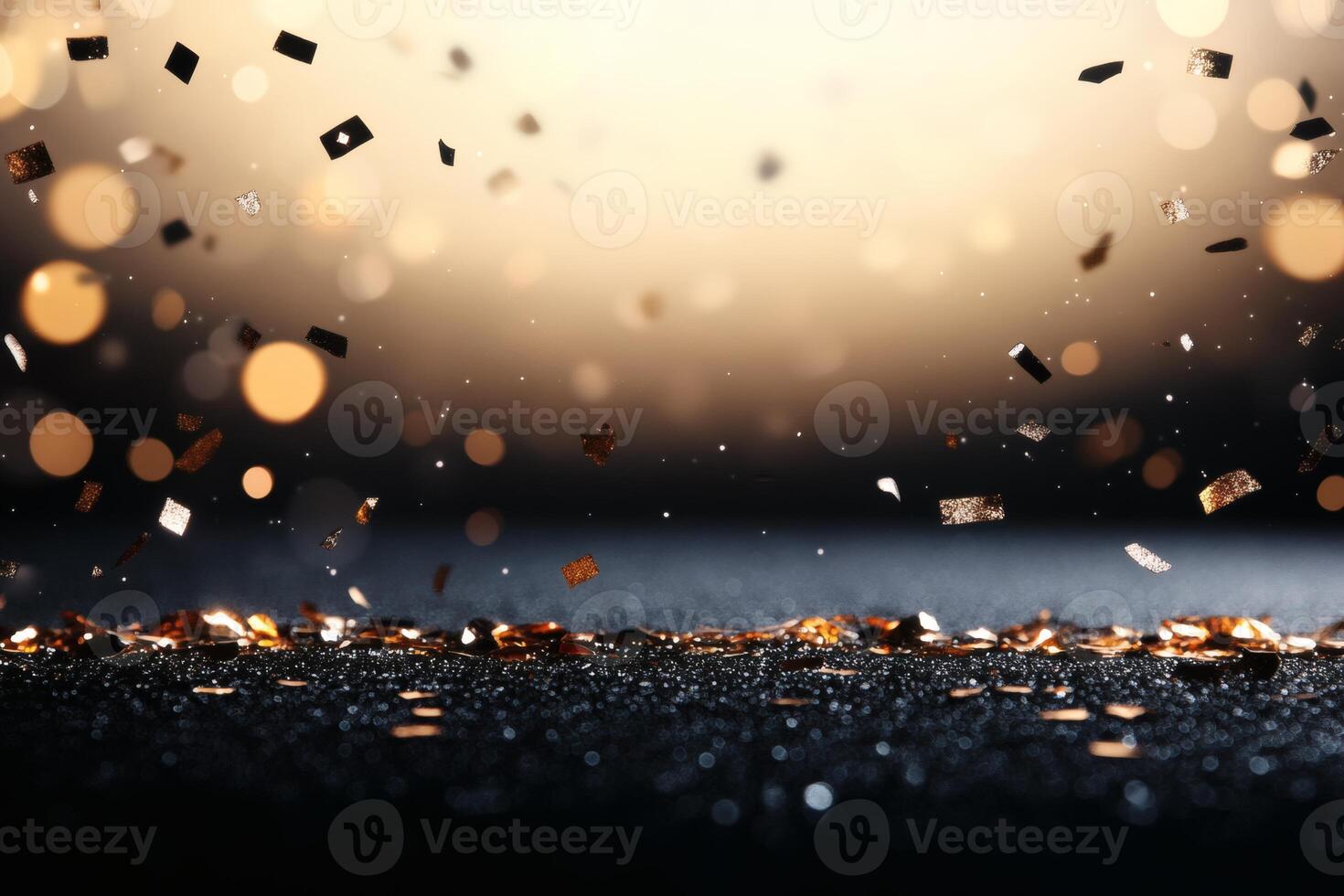 Sparkling confetti dances in the air during a glamorous evening celebration. photo
