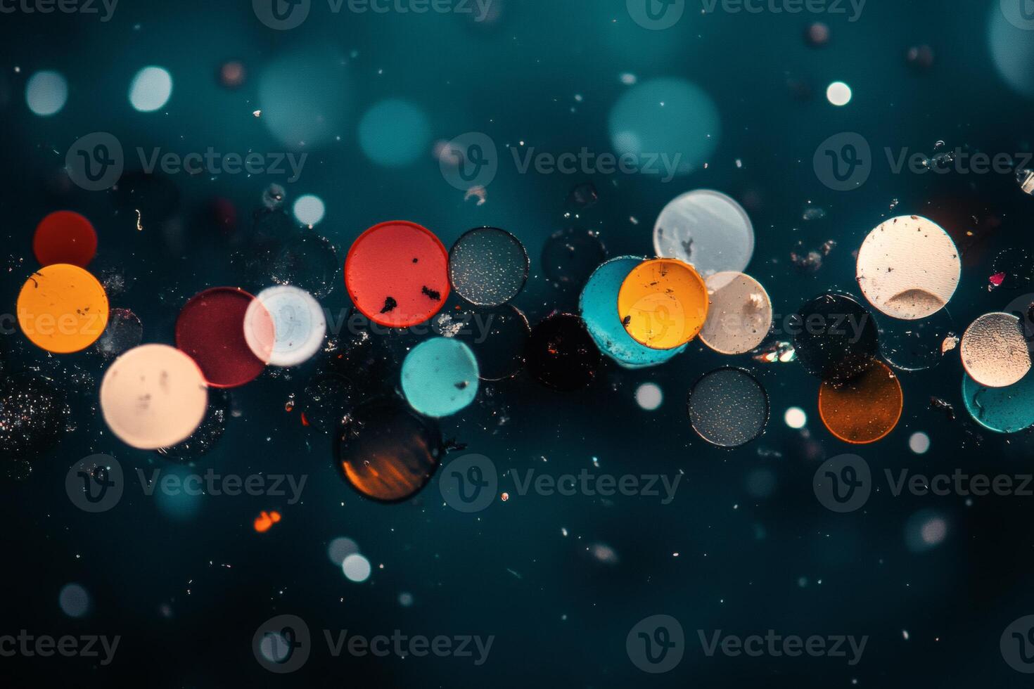 Colorful Circular Reflections Create a Vibrant Bokeh Effect on a Dark Background. photo