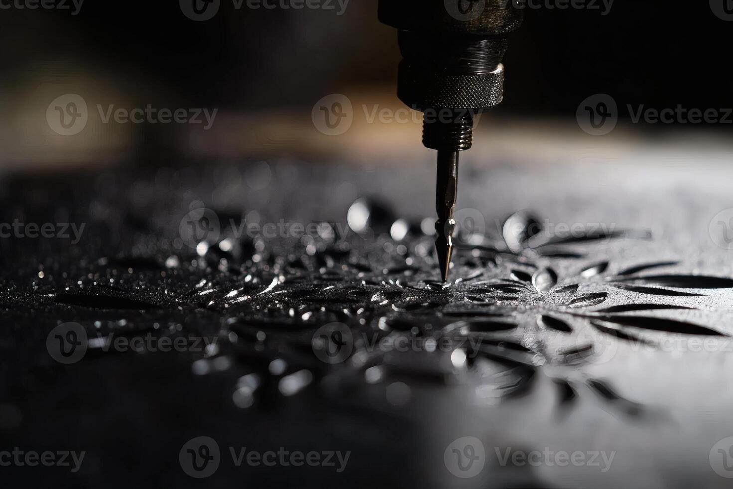 Crafting Intricate Designs Using Precise Engraving Tools in a Workshop. photo