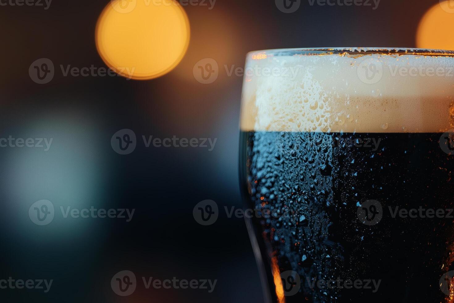 Dark brew gleaming in warm ambient light photo