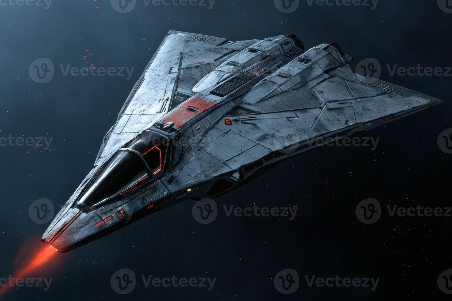 Sleek starship navigating the cosmic expanse photo