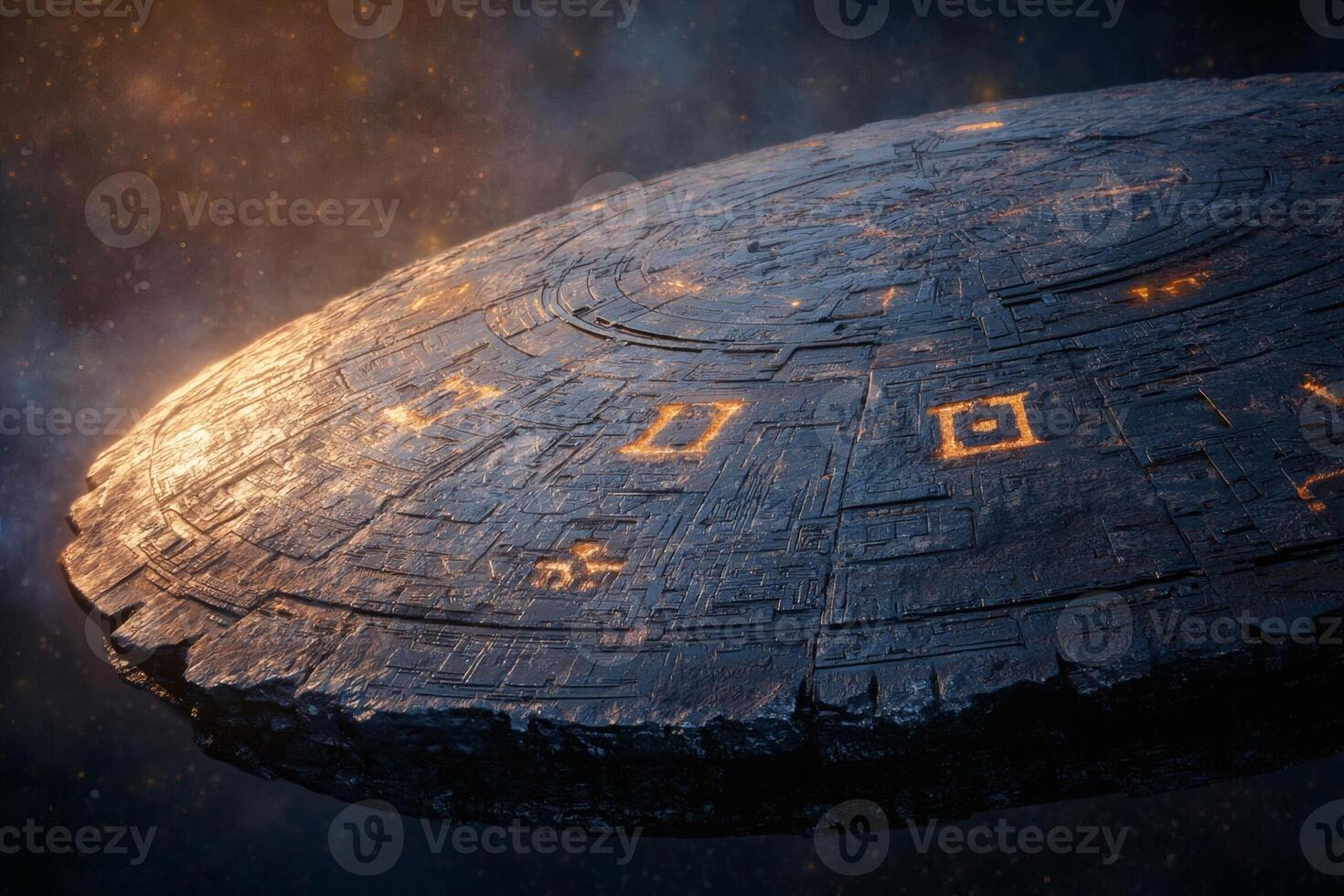 Ancient spacecraft floats in space - AI design photo