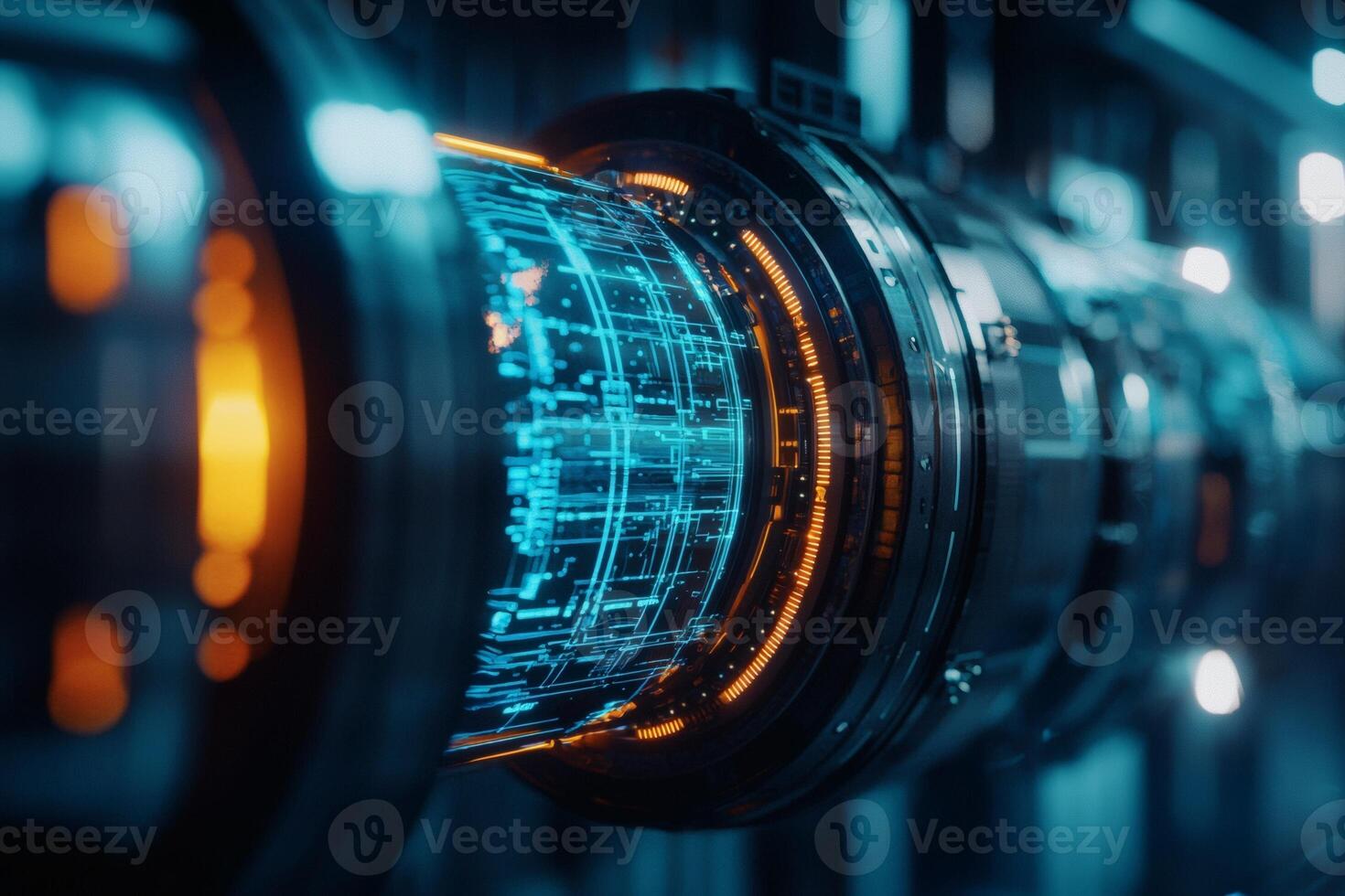 Dynamic energy flow in futuristic AI tech photo