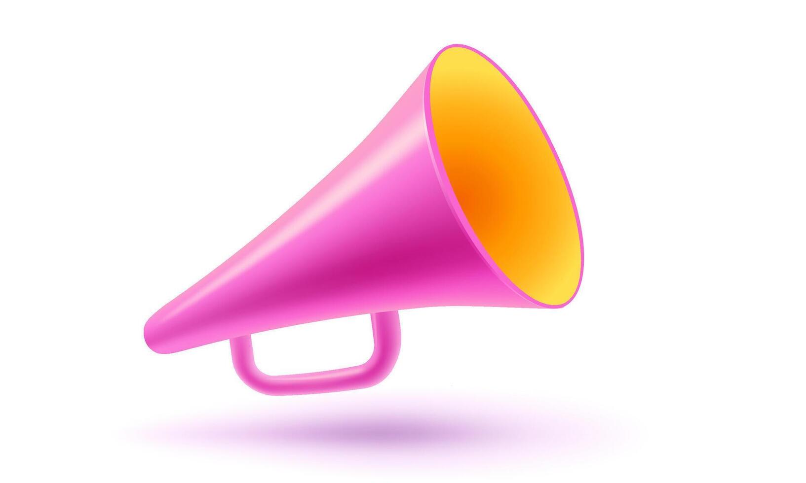 Vintage pink megaphone in realistic 3d style. Pink loudspeaker. vector