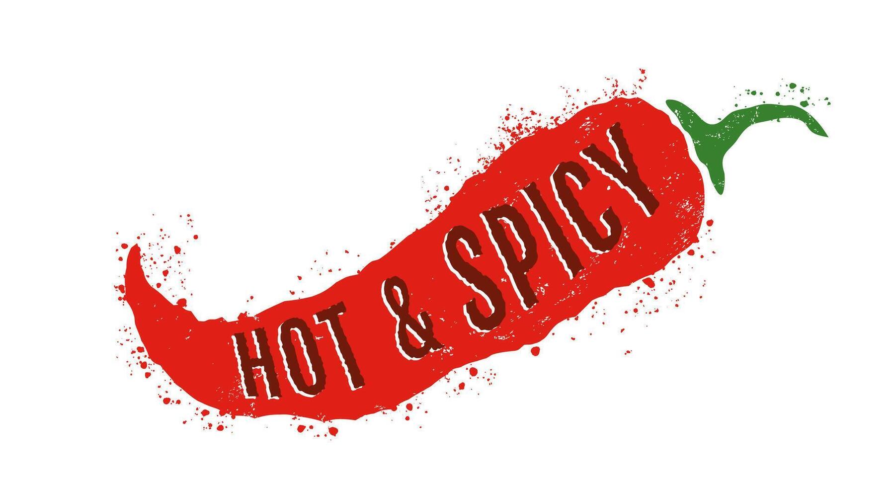 illustration of chilli pepper. icon of red chili pepper in grunge style. vector