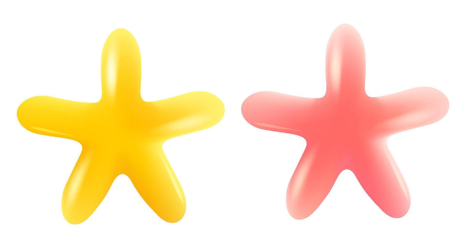 Icon of yellow and pnk stars in realistic 3D style. Achievements for games or customer rating feedback of website. Illustration of stars in kawaii style. Emoji. vector