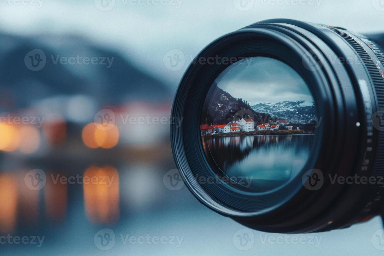 Capturing reflections of a serene village photo