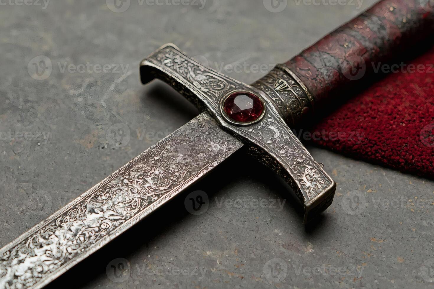 Stunning ruby-inlaid dagger design by AI photo