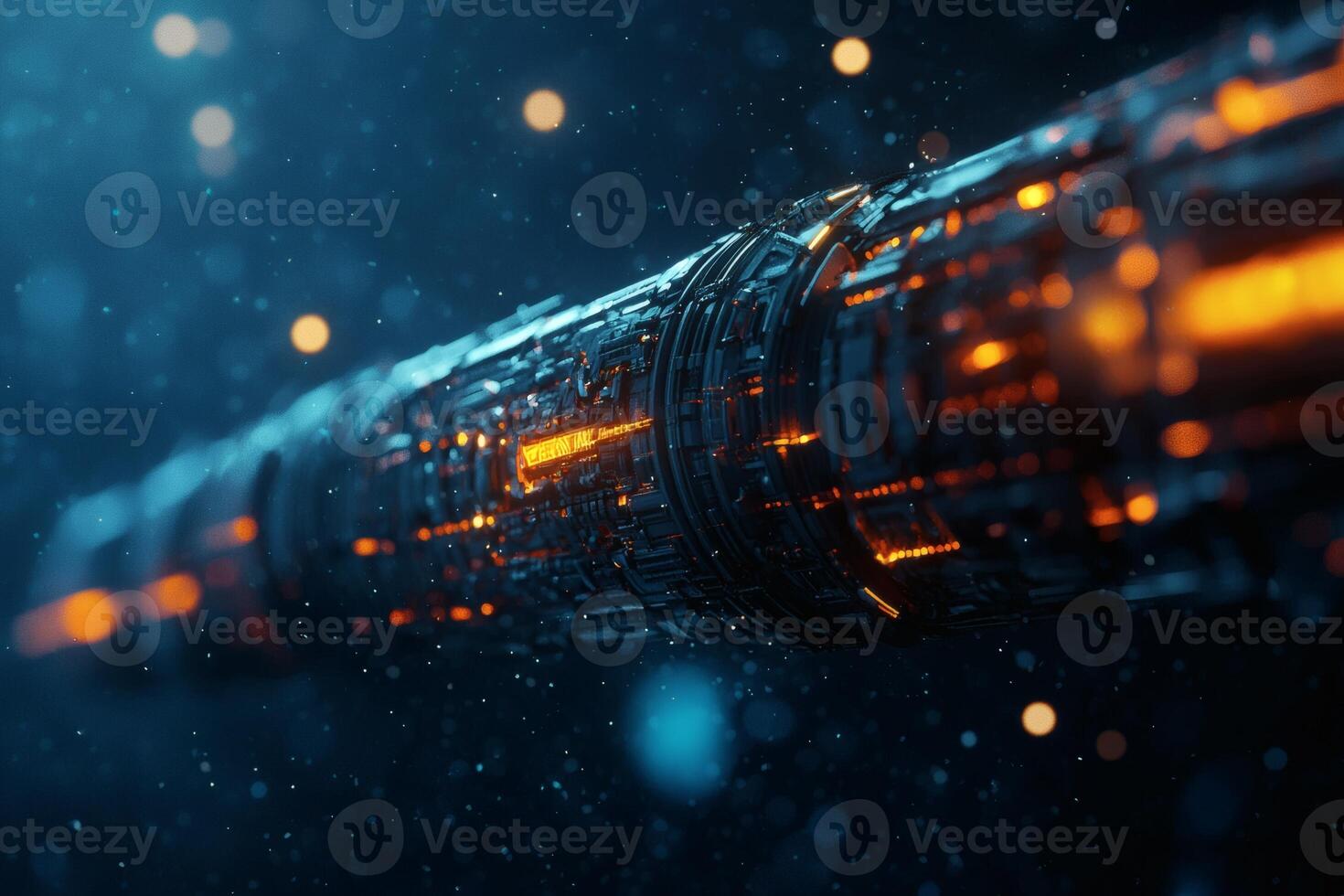 AI sci-fi structure lighting up the night sky photo