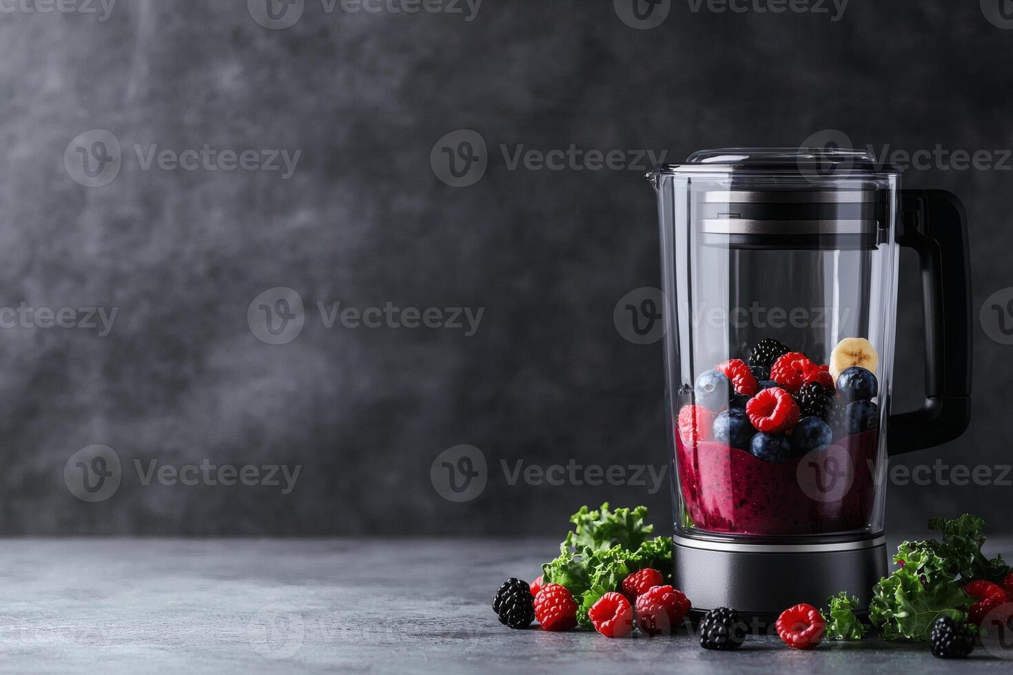 Blending vibrant fruits and greens for health photo