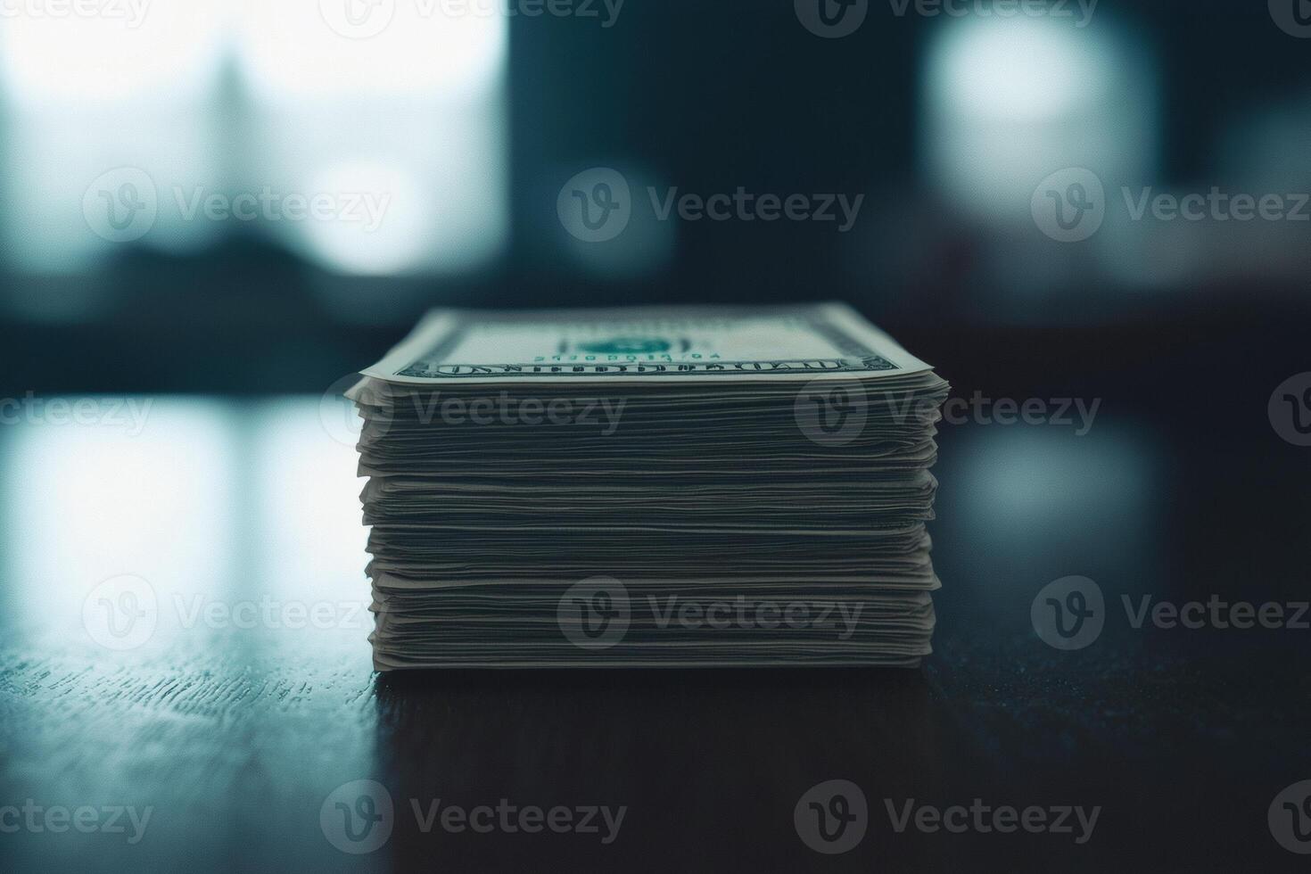 Stacked bills representing wealth and ambition photo