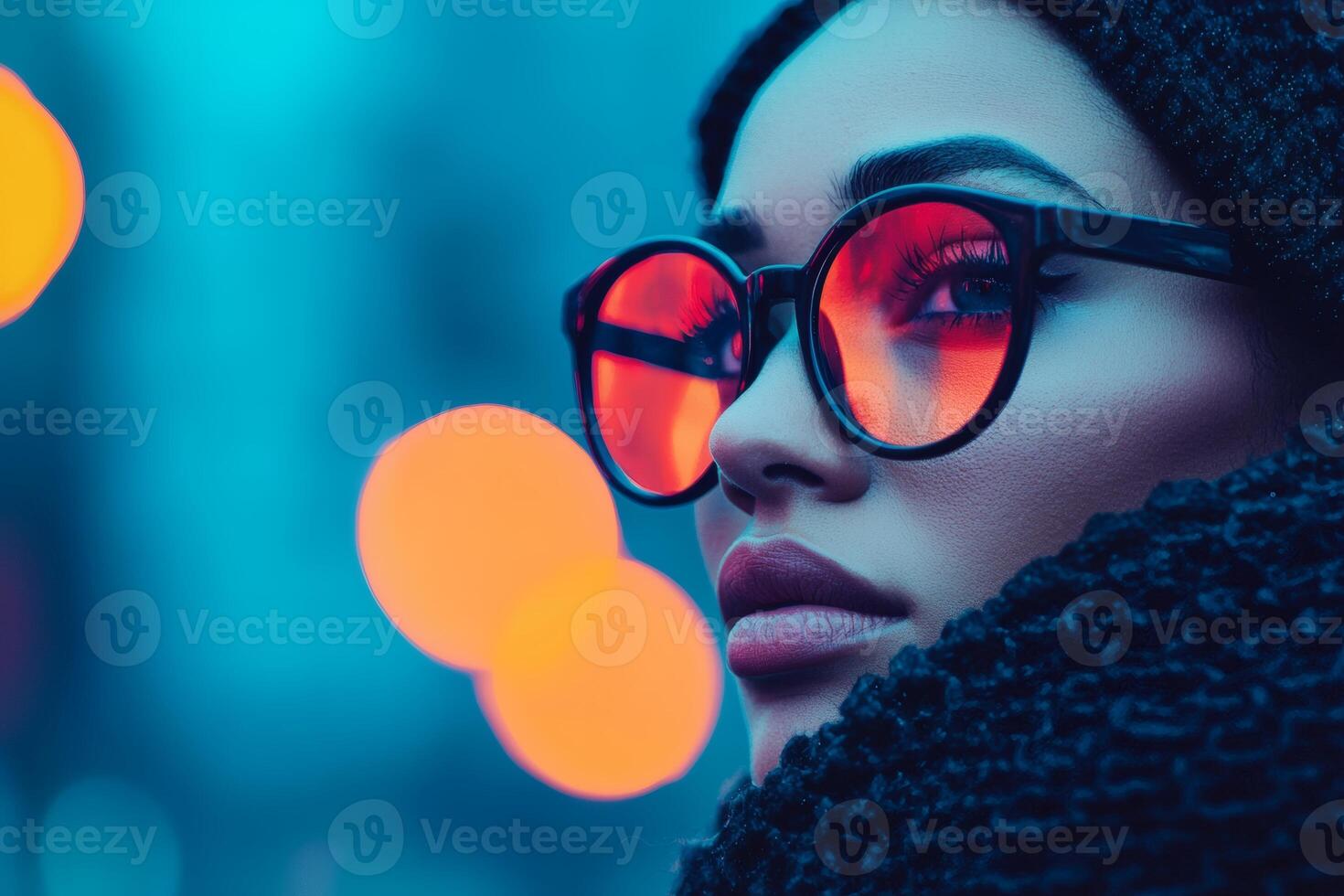 Captivating gaze in urban twilight vibes photo