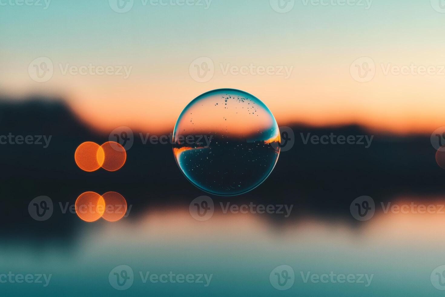 Reflecting twilight in a floating bubble photo