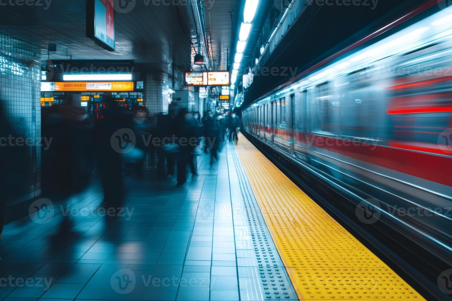 Urban rush at a bustling subway station photo