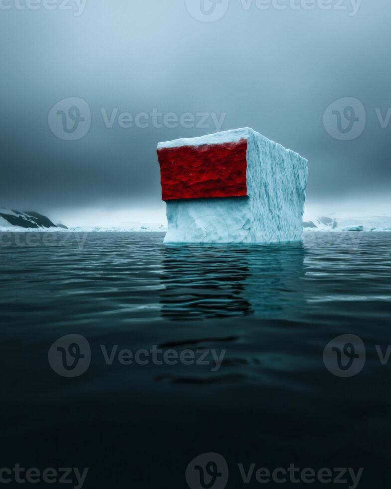 Iceberg with vibrant reflections in icy waters photo