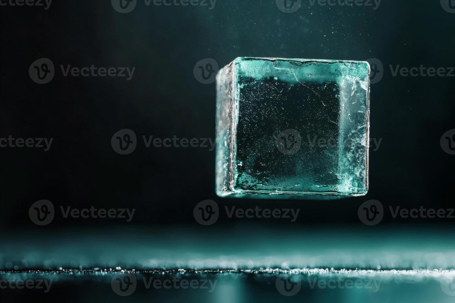 Floating ice cube in a mystical atmosphere photo