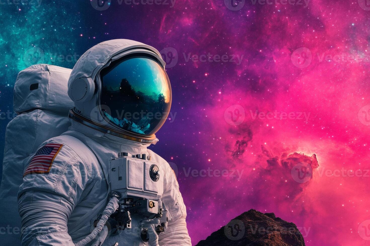Exploring the cosmic depths in a space suit photo