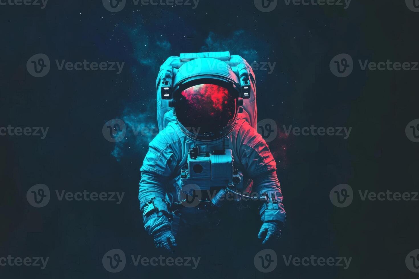 A lone astronaut exploring the cosmic depths photo