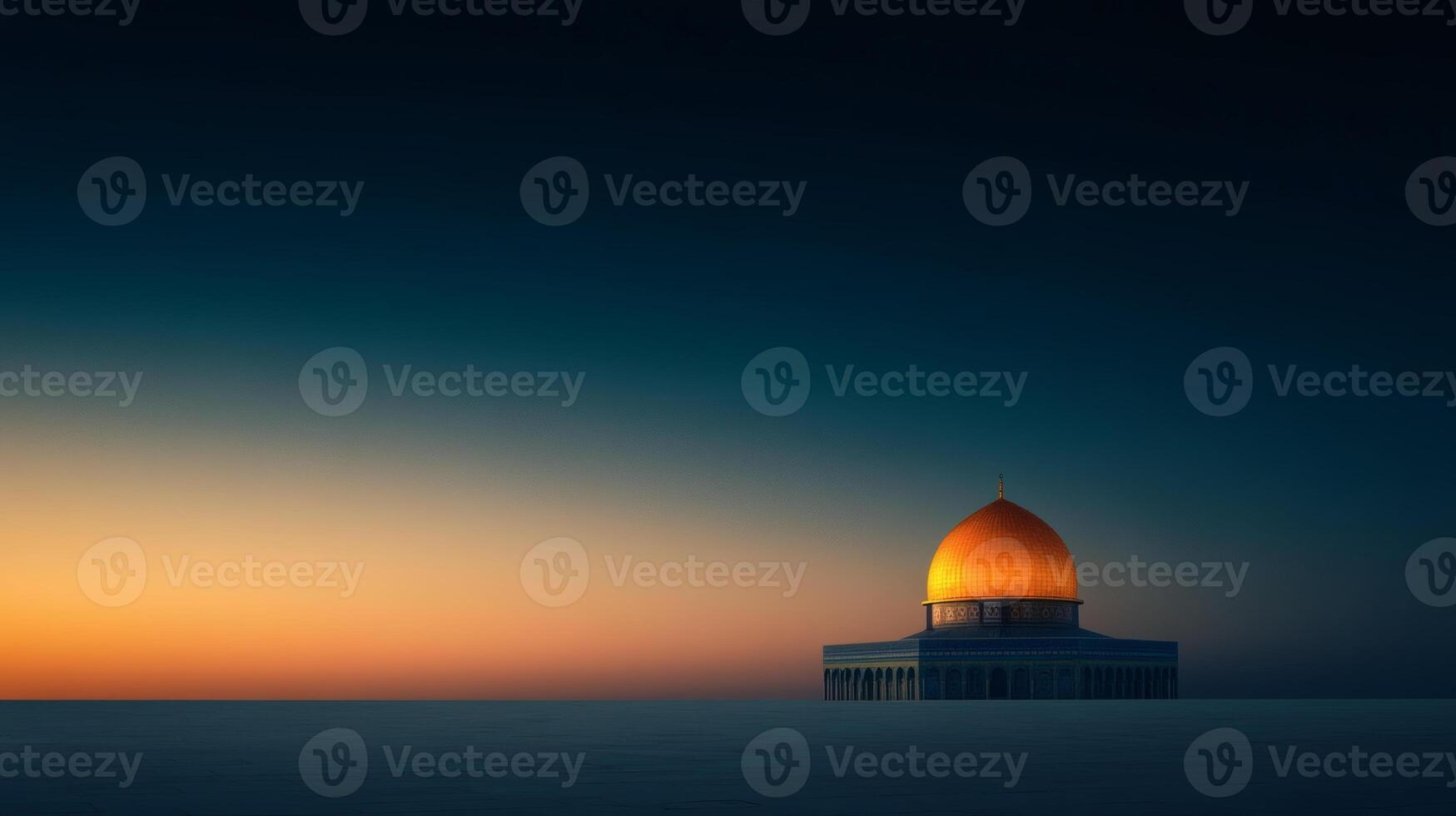 Golden dome glows at twilight in Jerusalem photo