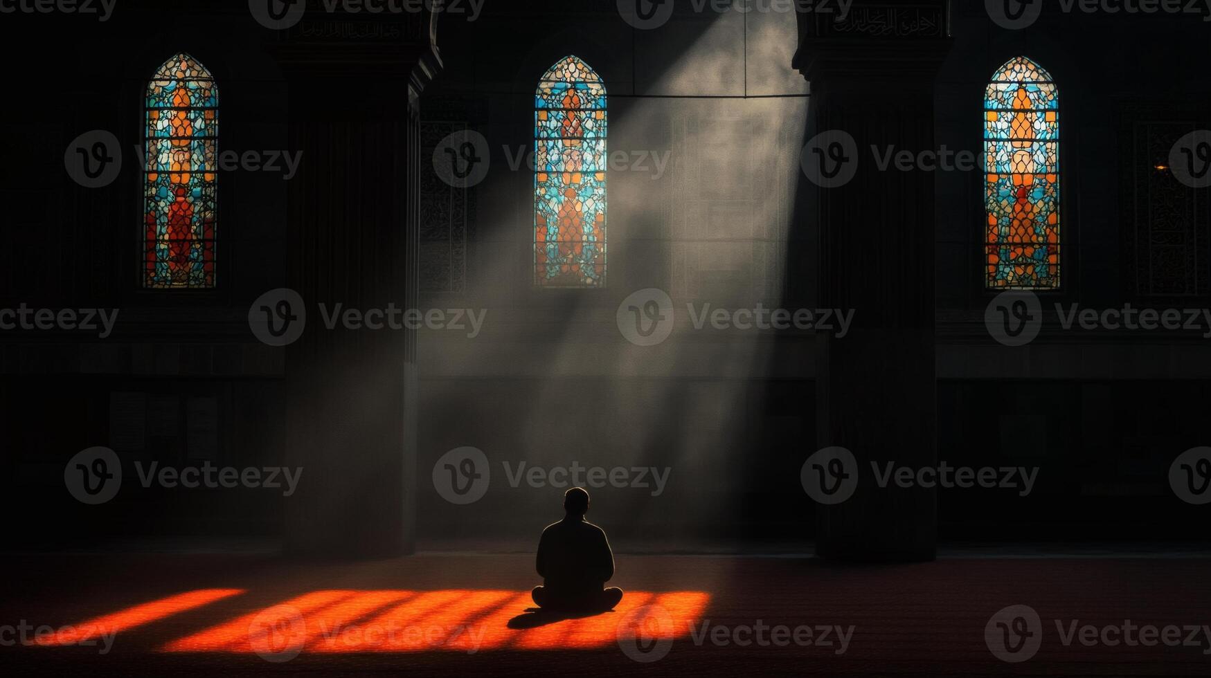 Silence Light through stained glass AI's touch photo