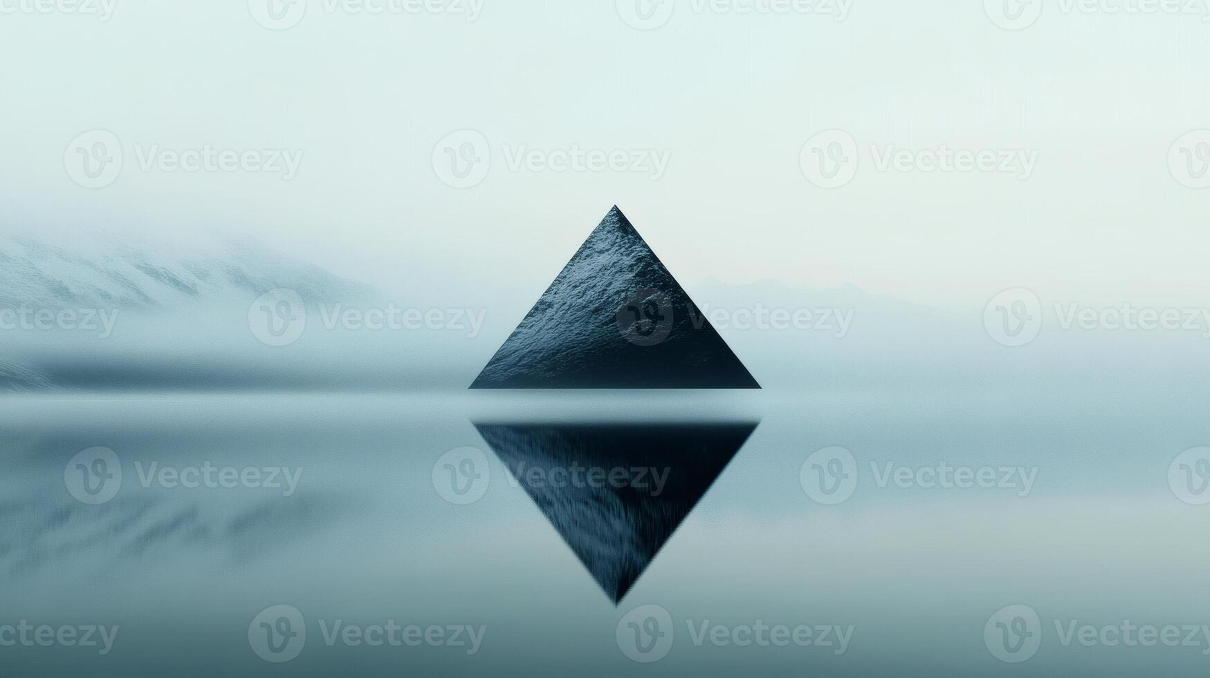 Mysterious pyramid rising from tranquil waters photo
