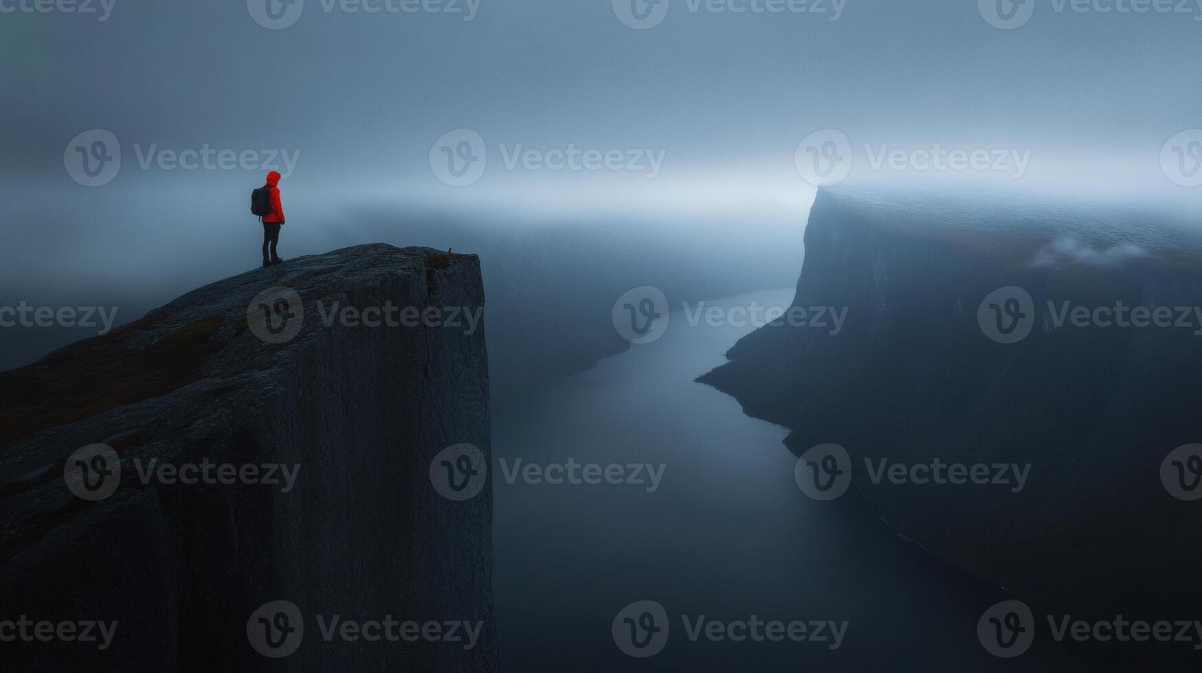 Embracing solitude at the cliff's edge photo