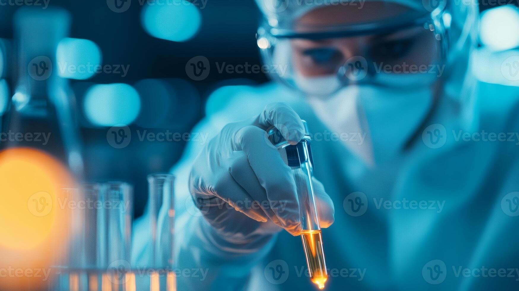 Scientist conducts experiment in a lab setting photo