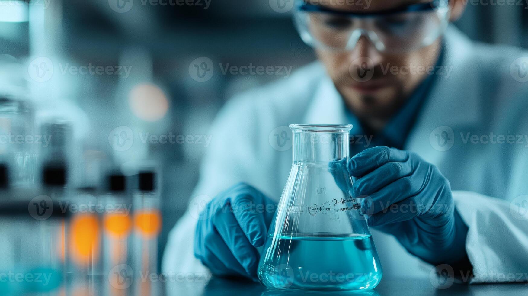 Scientist conducting an experiment in a lab photo