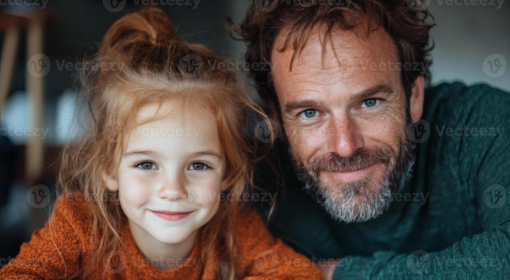 Joyful moments shared between father and daughter during cozy indoor playtime in a warm and inviting space photo