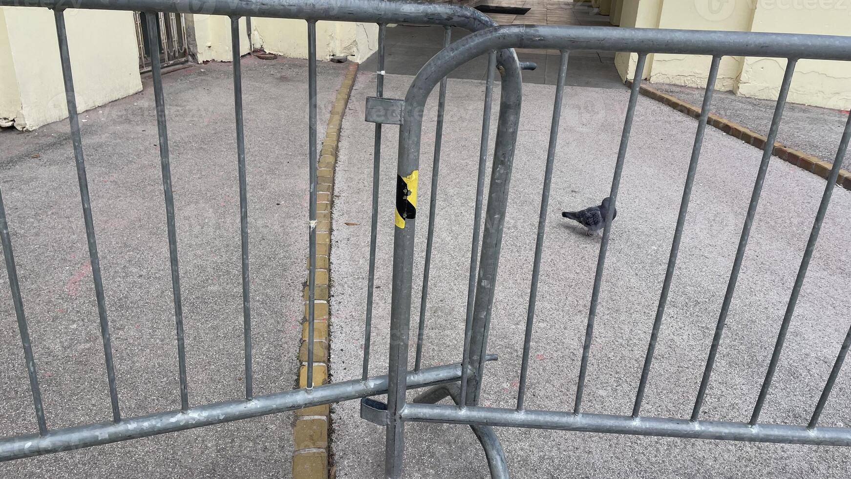 Barriers mark off an area at a public gathering spot photo