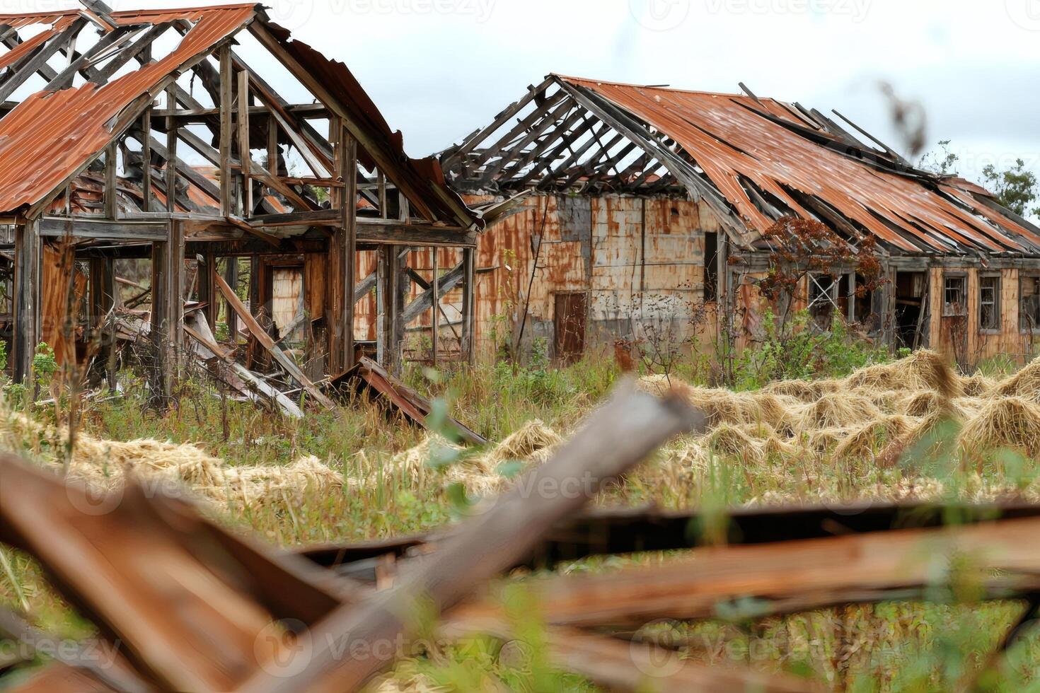 Farm left in ruins after tornado tore through rural landscape, a haunting reminder of nature's power photo