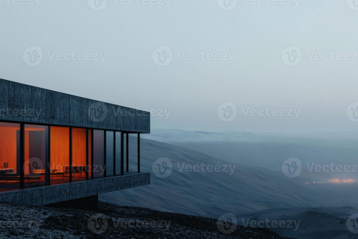 Luxurious resort offers breathtaking views from moon base at twilight, blending serenity with sophistication in outer space photo
