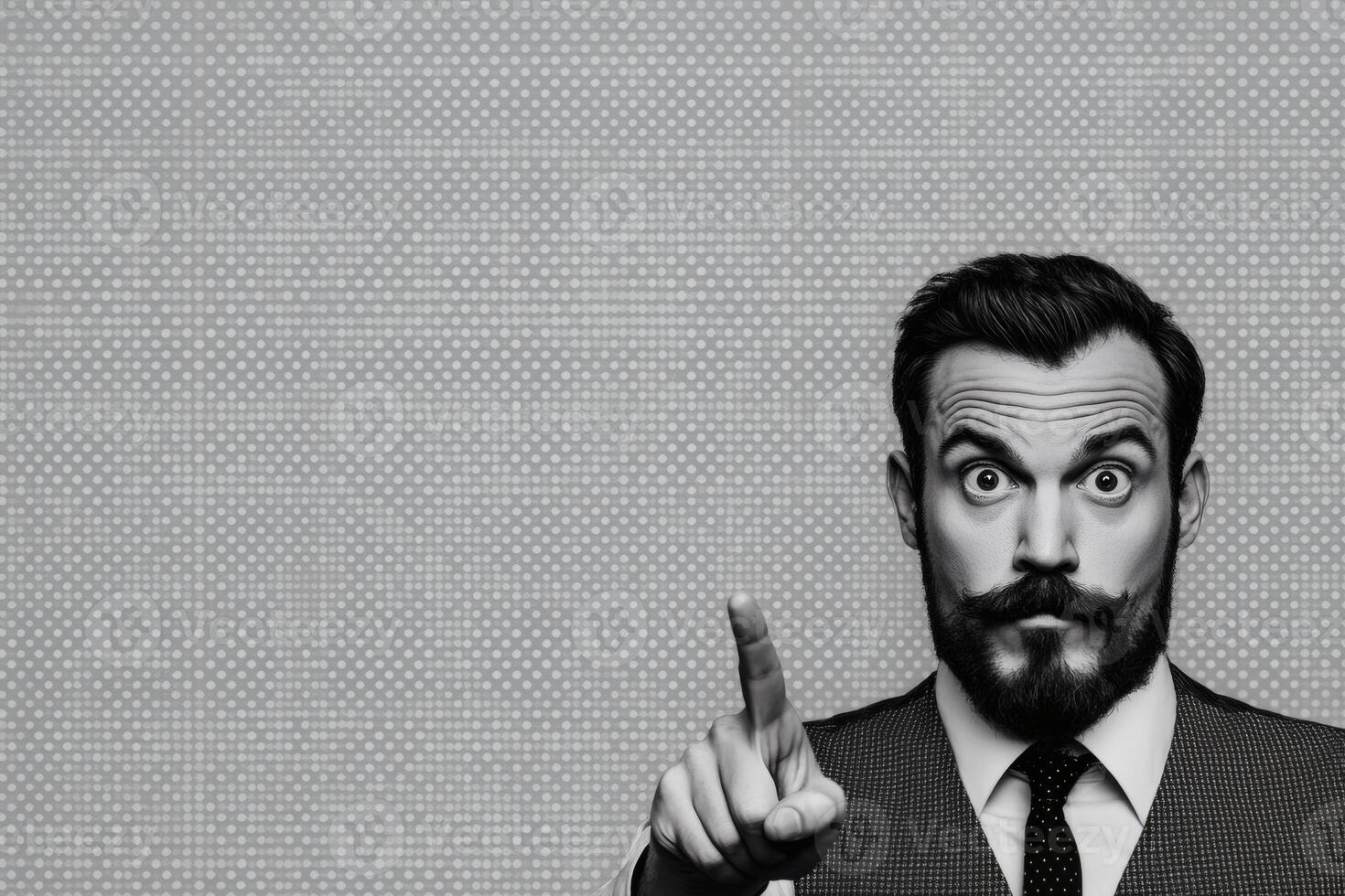 Fashionably expressive gentleman in monochrome, conveying a message with an intriguing demeanor and captivating gaze photo